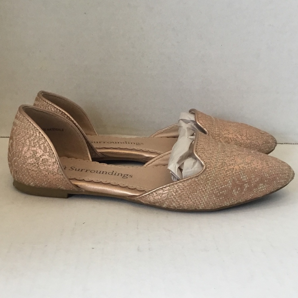 Soft Surroundings Amelia D'Orsay Slip On FlatsRose Gold Pointed Toe Shoes Size 7